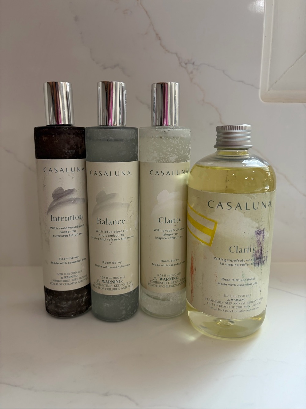 3 Casaluna Room Sprays and 1 Diffuser Refill- intention, balance, and clarity